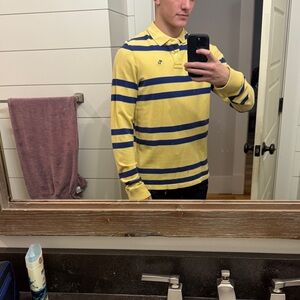 Abercrombie & Fitch Yellow and Blue Striped Polo